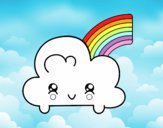 Nube con arco iris kawaii