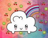 Nube con arco iris kawaii