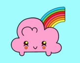 Nube con arco iris kawaii