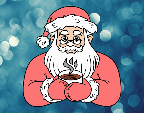 Papá Noel con taza de café