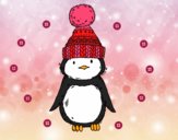 Pingüino con gorro de invierno