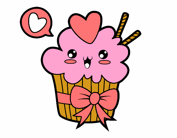 Cupcake kawaii con lazo