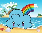 Nube con arco iris kawaii