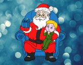 Papá Noel y niño en Navidad