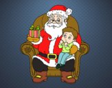 Papá Noel y niño en Navidad