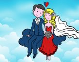 Recién casados en una nube