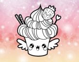 Cupcake kawaii con fresa