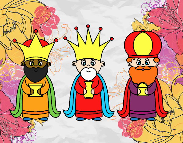  Detalle   imagen dibujos de los reyes magos a color