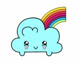 Nube con arco iris kawaii