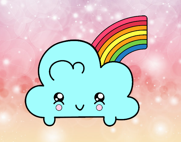 Nube con arco iris kawaii