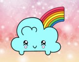 Nube con arco iris kawaii