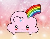 Nube con arco iris kawaii