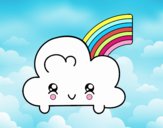 Nube con arco iris kawaii