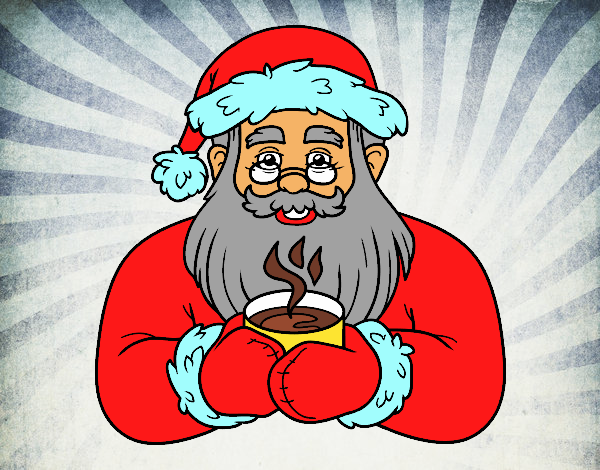 Papá Noel con taza de café