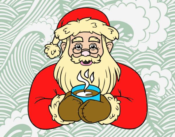 Papá Noel con taza de café