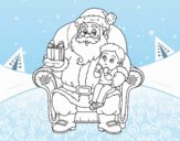 Papá Noel y niño en Navidad