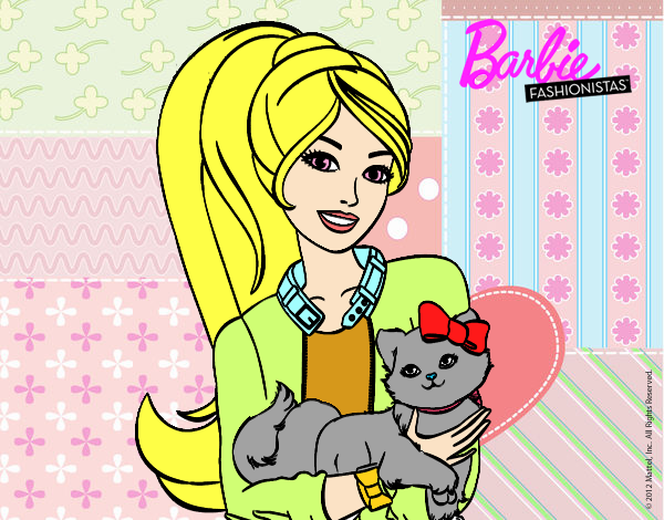 Barbie con su linda gatita