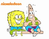 Bob Esponja y Patricio en bañador