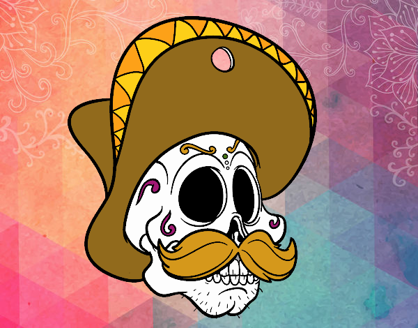 Calavera mejicana con bigote