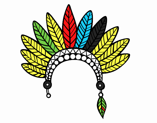Dibujo de Corona de plumas de jefe indio pintado por en Dibujos.net el día  08-12-19 a las 19:58:07. Imprime, pinta o colorea tus propios dibujos!