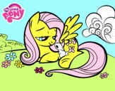 Fluttershy con un conejito