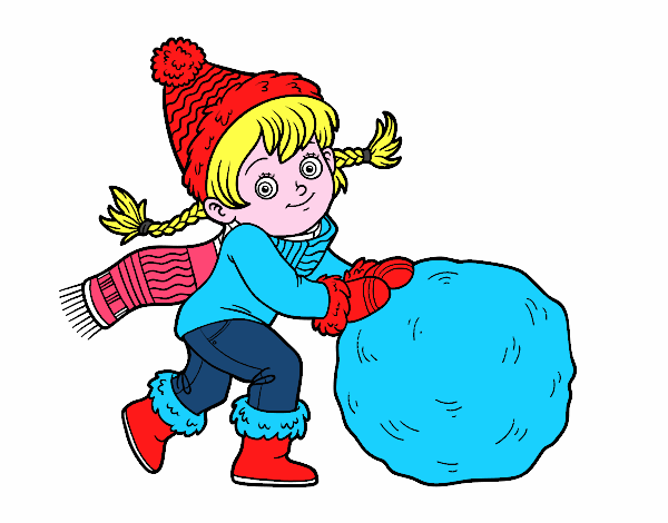 Niña con gran bola de nieve