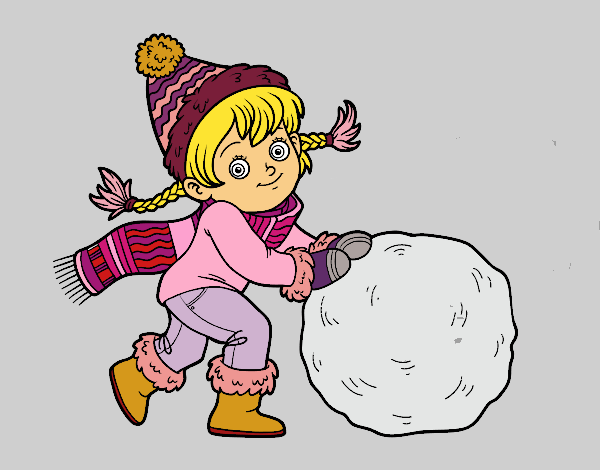 Niña con gran bola de nieve