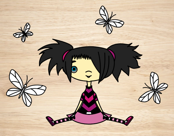 Niña con mariposas