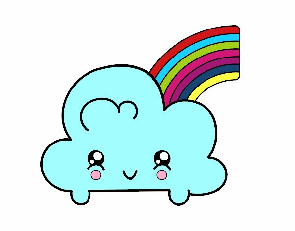 Nube con arco iris kawaii