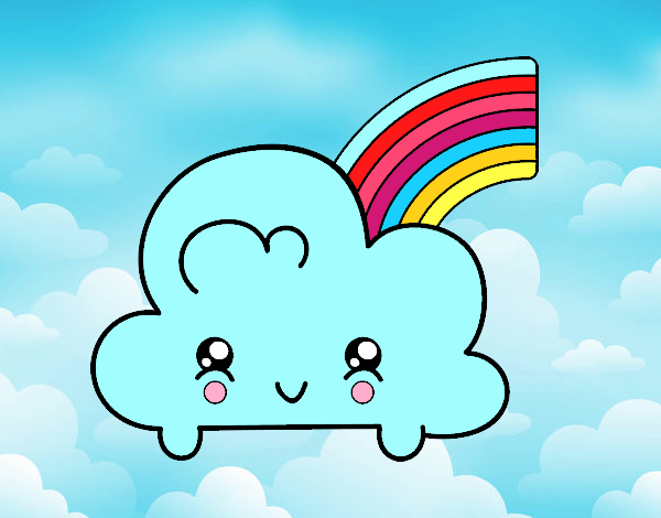 Nube con arco iris kawaii