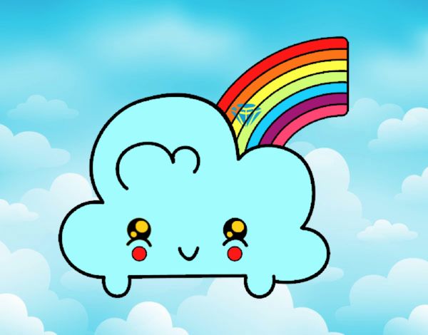 Nube con arco iris kawaii