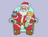 Papá Noel y niño en Navidad