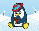 Un pingüino con regalo de Navidad