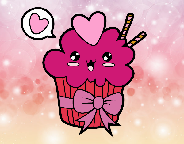 Cupcake kawaii con lazo