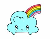 Nube con arco iris kawaii