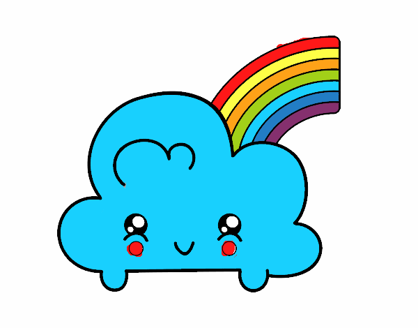 Nube con arco iris kawaii