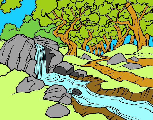 Dibujo de Paisaje de bosque con un río pintado por en  el día  12-12-19 a las 08:40:05. Imprime, pinta o colorea tus propios dibujos!