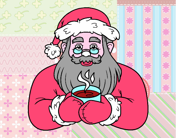 Papá Noel con taza de café