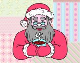 Papá Noel con taza de café