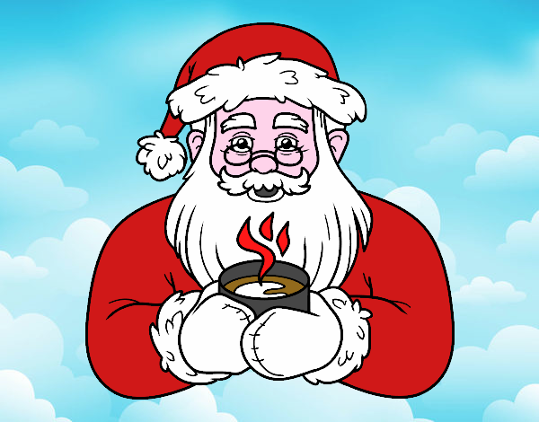 Papá Noel con taza de café