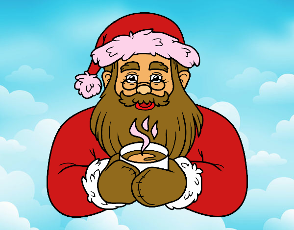 Papá Noel con taza de café