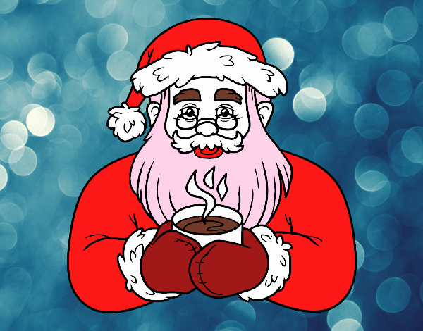 Papá Noel con taza de café