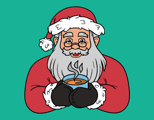 Papá Noel con taza de café