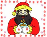 Papá Noel con taza de café