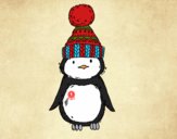 Pingüino con gorro de invierno