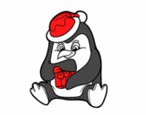 Un pingüino con regalo de Navidad