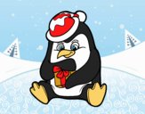 Un pingüino con regalo de Navidad