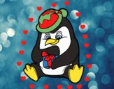 Un pingüino con regalo de Navidad