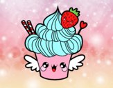 Cupcake kawaii con fresa