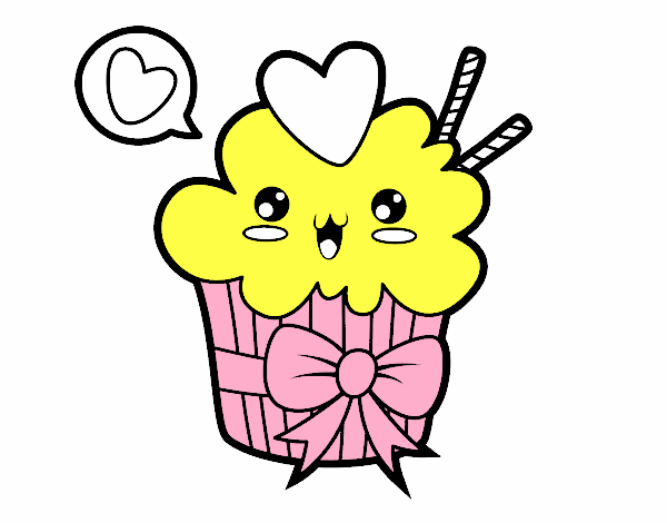 Cupcake kawaii con lazo